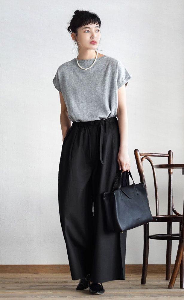 日本 zootie - 100%棉 柔軟薄針織短袖上衣-簡約白