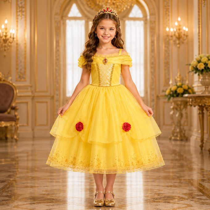 美女玫瑰公主蓬裙洋裝 Belle 貝兒公主 美女與野獸造型服