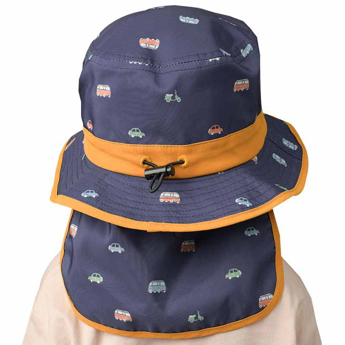 akachan honpo - 防潑水漁夫帽-滿版印花-深藍色
