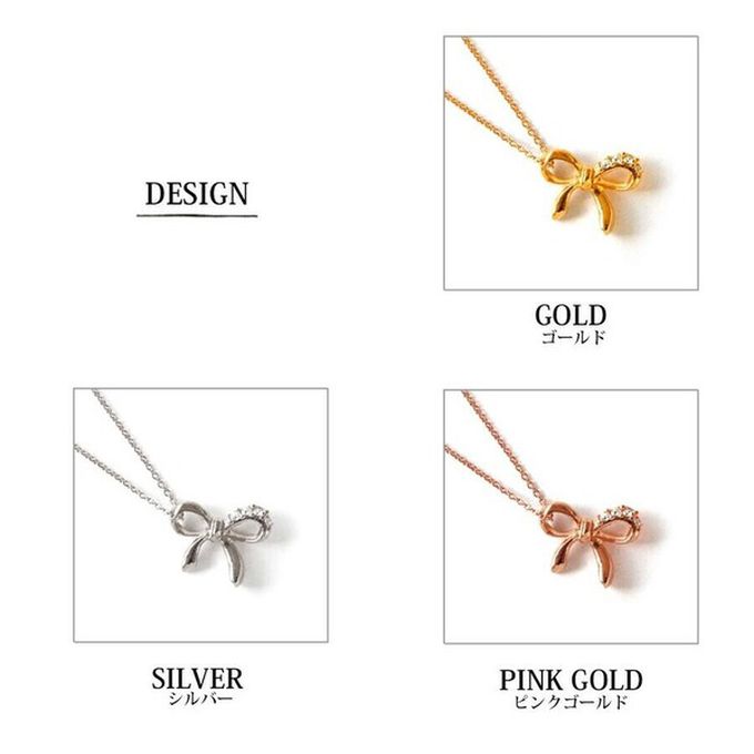 日本 Melody Accessory - 日本製 精緻小水鑽蝴蝶結項鏈-金