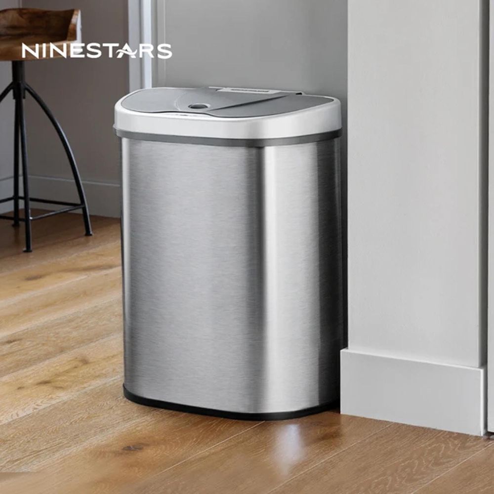 美國 NINESTARS - 智慧型特大雙槽分類自動感應不鏽鋼垃圾桶 (70L)