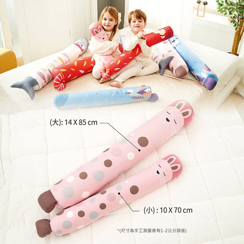 正韓Hello HiZoo - 純手工製多功能防蟎抗菌兒童長條抱枕/靠枕/睡眠輔助枕/側睡抱枕(大款)-粉紅兔