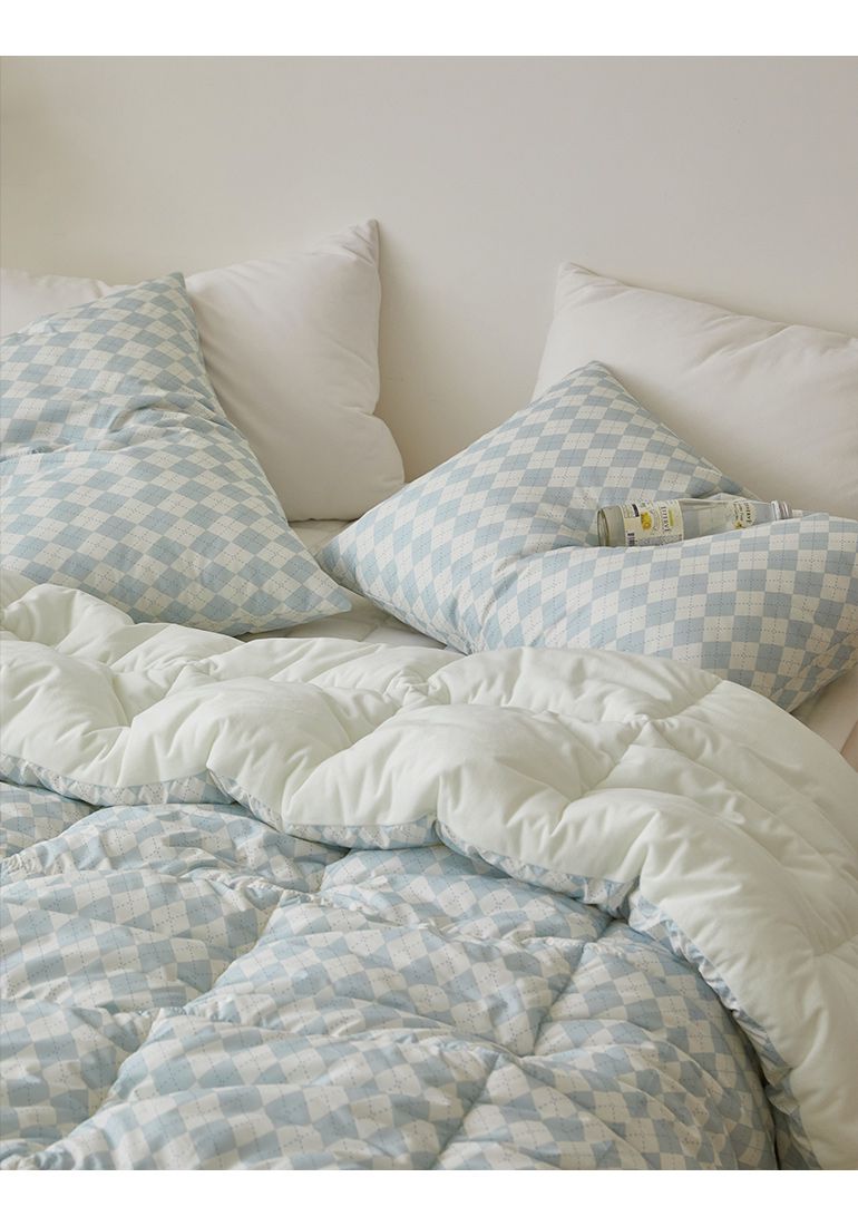 韓國 Maatila - 可水洗M2全方位抗菌防蟎棉被(冬被)-米藍菱形紋
