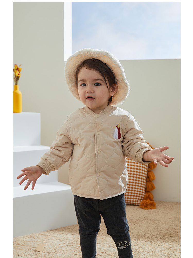 兒童菱紋衍縫鋪棉外套-粉色