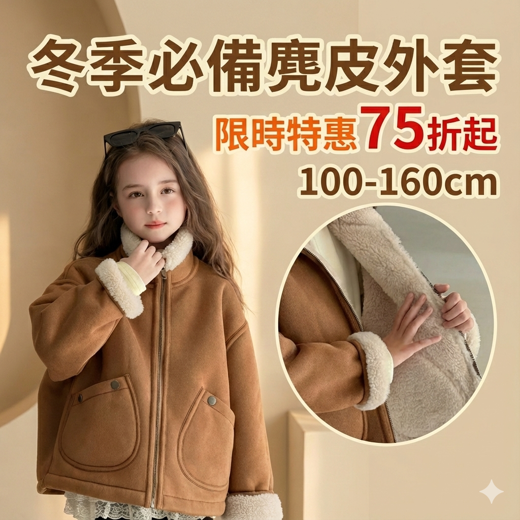 冬季必備麂皮外套！100-160cm質感保暖限時75折起
