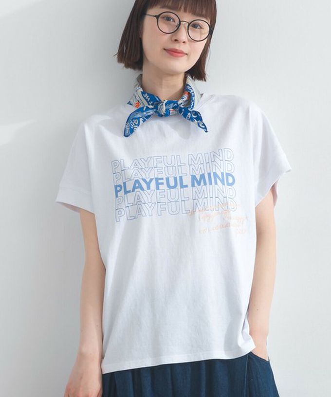 日本 Lupilien - 16OE天竺棉 法式英文標語短袖上衣-黑