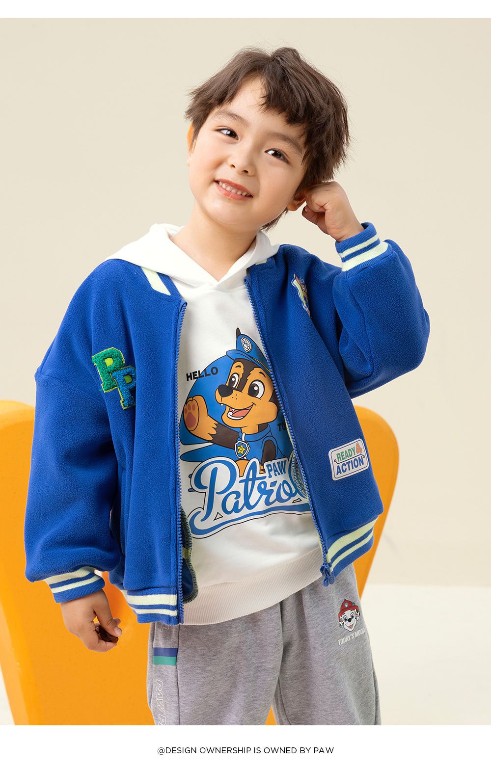 卡通汪汪隊加絨加厚棒球外套-卡通人物天天-粉色