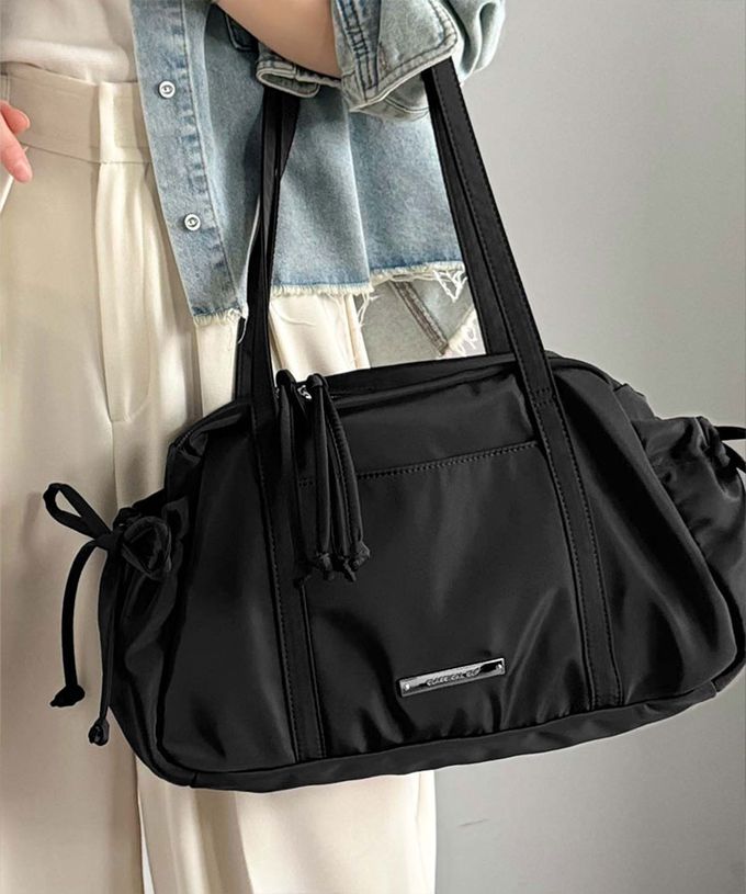 日本 Classical Elf - 輕盈可愛蝴蝶結肩背波士頓包-黑