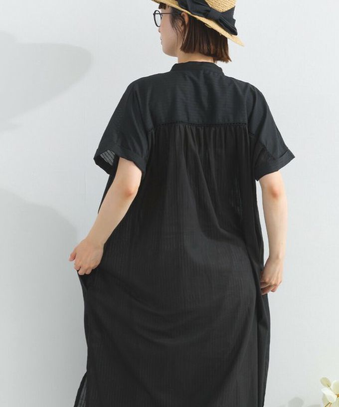 日本 Lupilien - 100%印度棉 細緻鏤空蝴蝶結短袖洋裝-黑