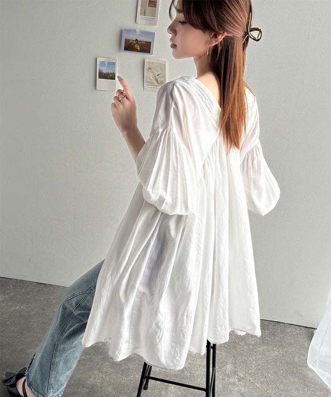 日本 Classical Elf - 前後2way飄逸感澎澎七分袖襯衫-黑