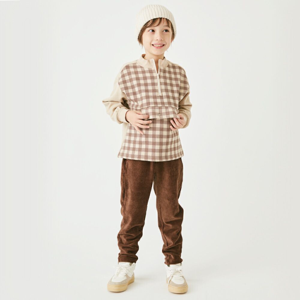 日本 evercloset - 百搭彈力燈芯絨長褲-粉紅