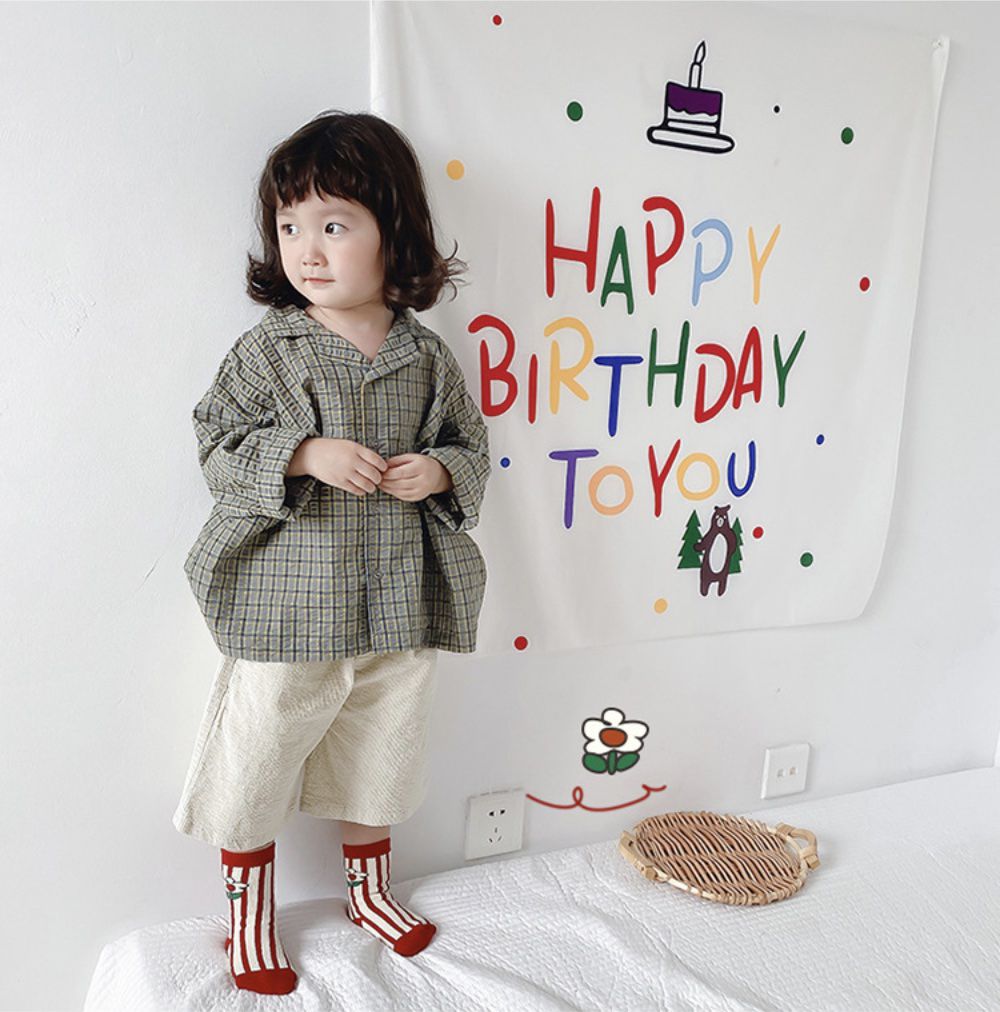 love, charlotte - 冬季紅色系可愛女孩毛圈內裡厚棉襪 ( 5雙一組）