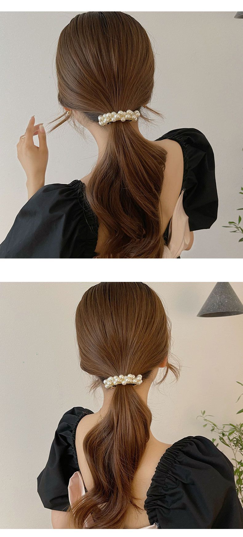 氣質珍珠彈簧夾