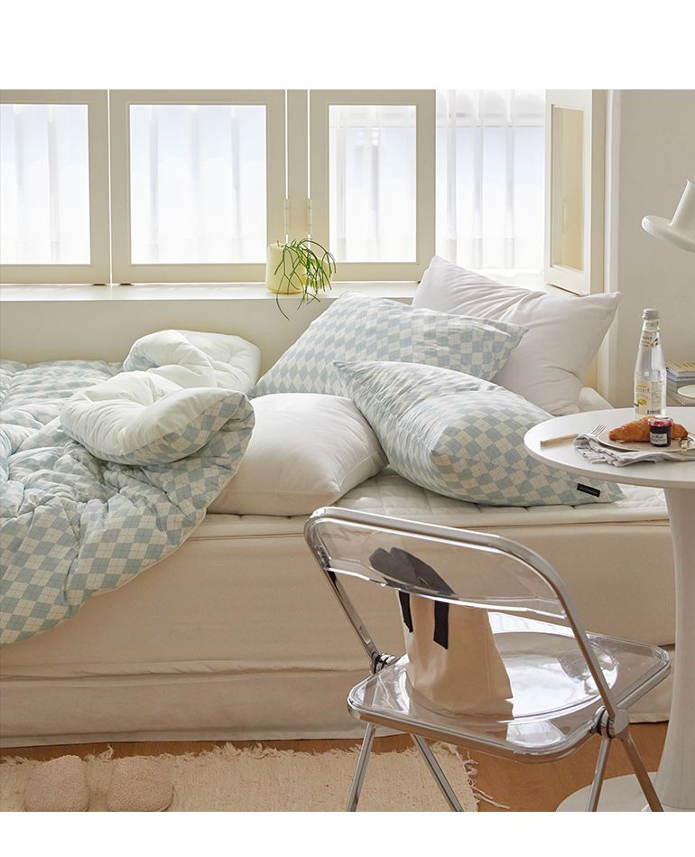 韓國 Maatila - 可水洗M2全方位抗菌防蟎棉被(冬被)-米藍菱形紋