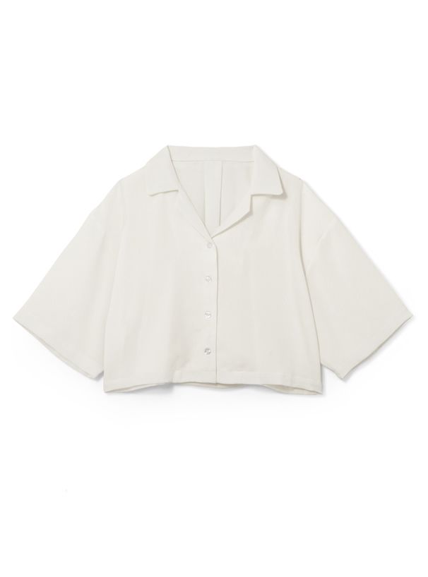 日本 GRL - 率性翻領排釦短袖襯衫/外套-黑