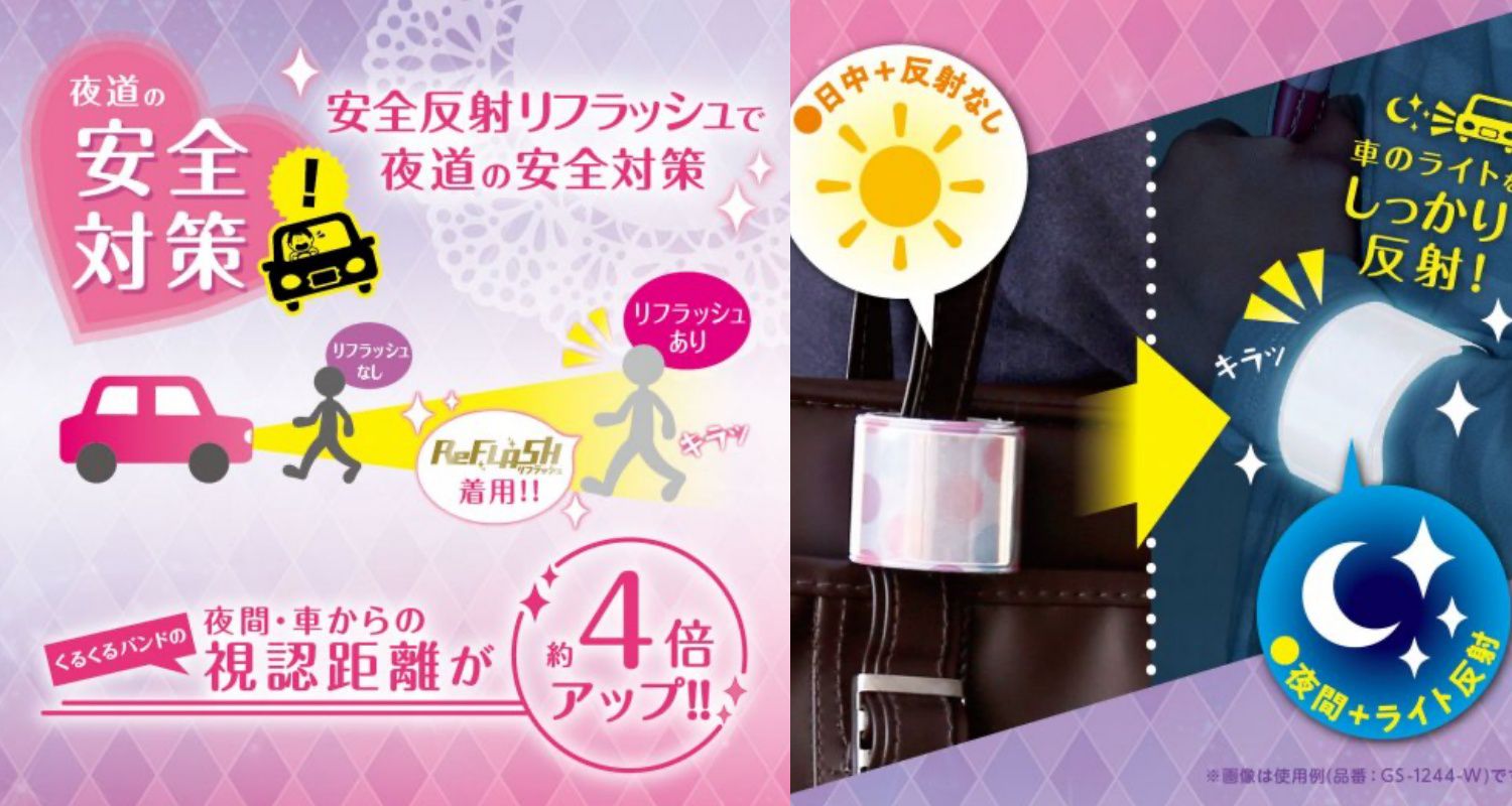 日本文具 SONIC - 安全反光手環-粉紫點點