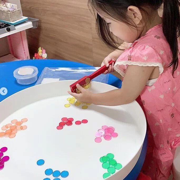 玩玩 Play - 韓國透明彩色芯片磁條組-磁鐵圓片約100片、磁棒*1(不挑色）