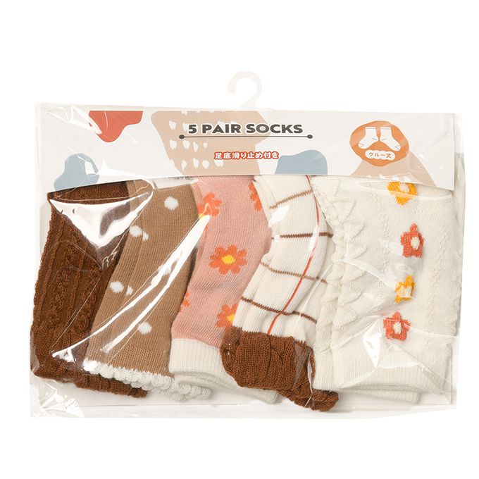 akachan honpo - 中筒襪5雙組-小花 (9~14cm)