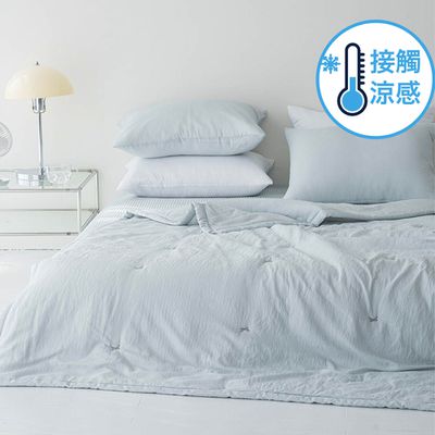韓國棉被代購 - 韓國製 接觸瞬涼舒眠涼被-迷你蝴蝶結-薄荷藍
