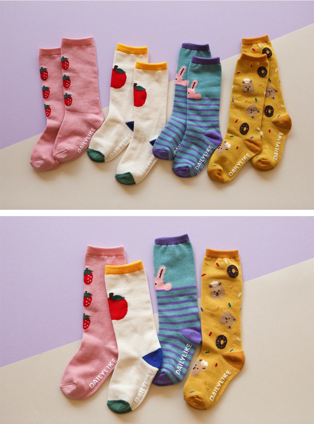 韓國 Daily Like - 兒童襪子/長筒襪4入組