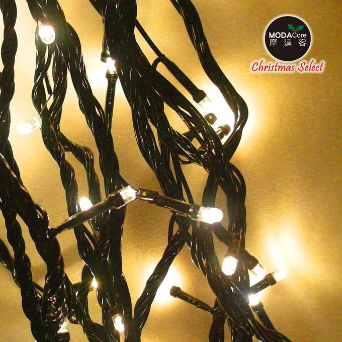 MODACore 摩達客 - 100燈LED燈室內專用串樹燈聖誕燈/暖白光黑線/附贈IC控制器