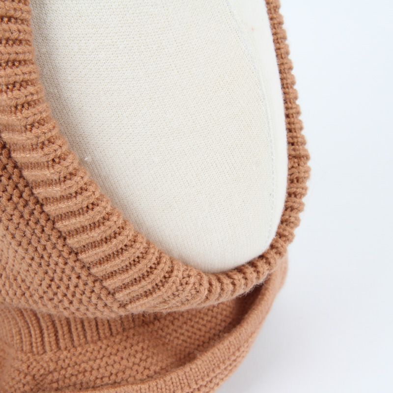 韓國 Babyblee - 大球球遮脖保暖帽-棕 (FREE)