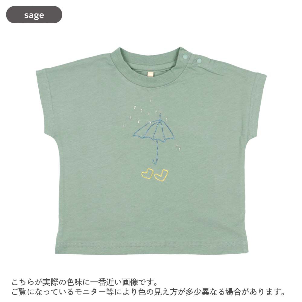 日本 ma lalumiere store - 純棉手繪風素雅短袖上衣-腳踏車-薄荷綠