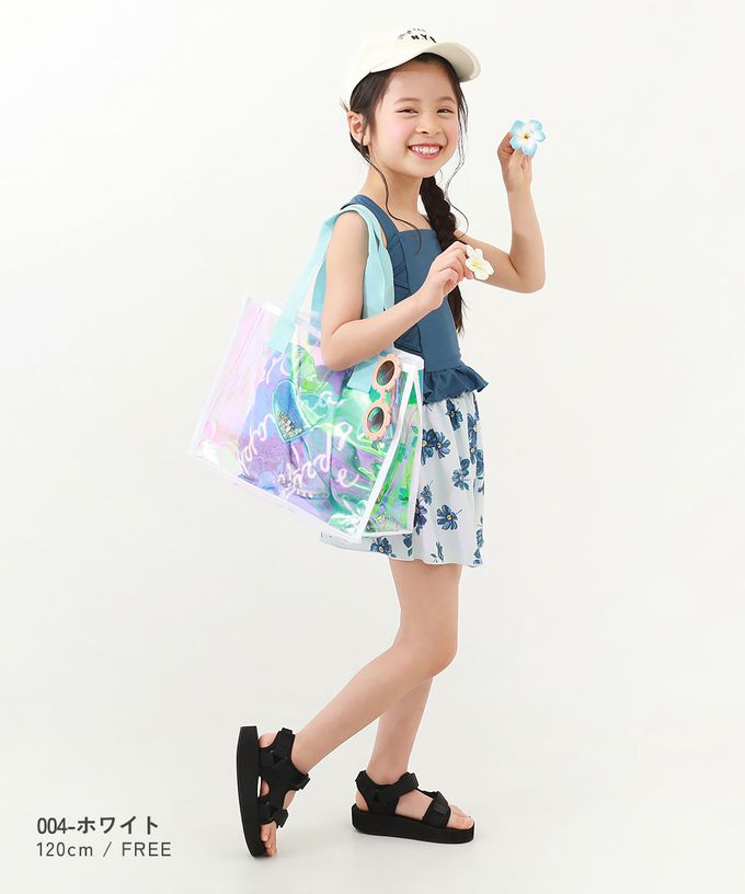 日本 devirock - 獨角獸色系閃亮愛心PVC防水游泳包-白藍系 (27x35x14cm)