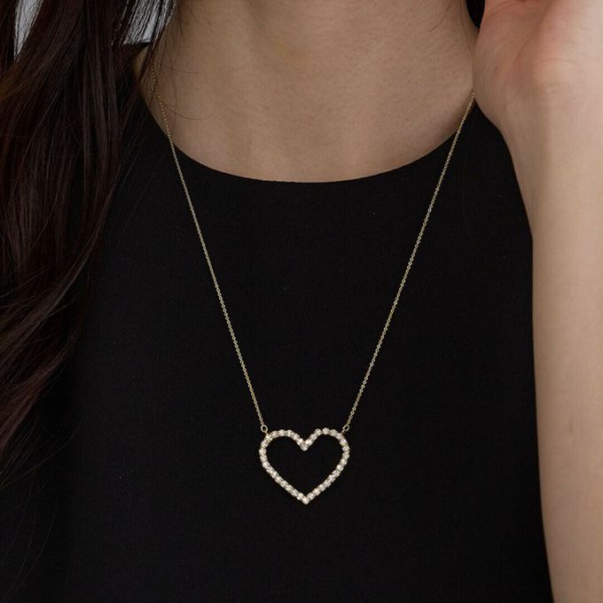 日本 Melody Accessory - 日本製 典雅華美水鑽長項鏈-愛心