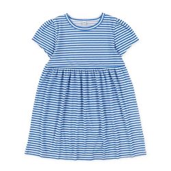 日本西松屋 - 夏日定番條紋短袖洋裝-藍白