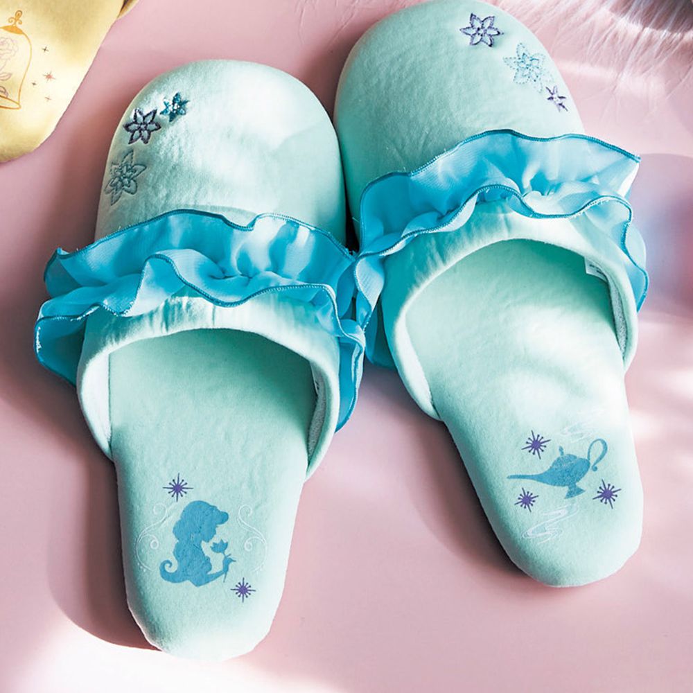 日本千趣會 - 迪士尼公主荷葉邊室內拖鞋-茉莉-水藍 (23-25cm)