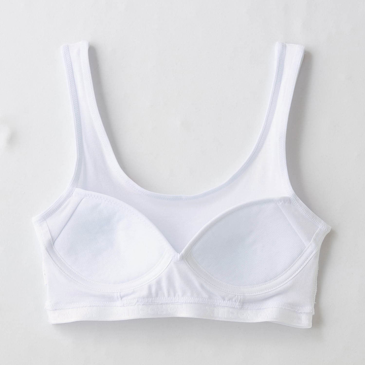 日本 GARAU - 混棉附Bra少女內衣/內搭胸衣(2件組)-白