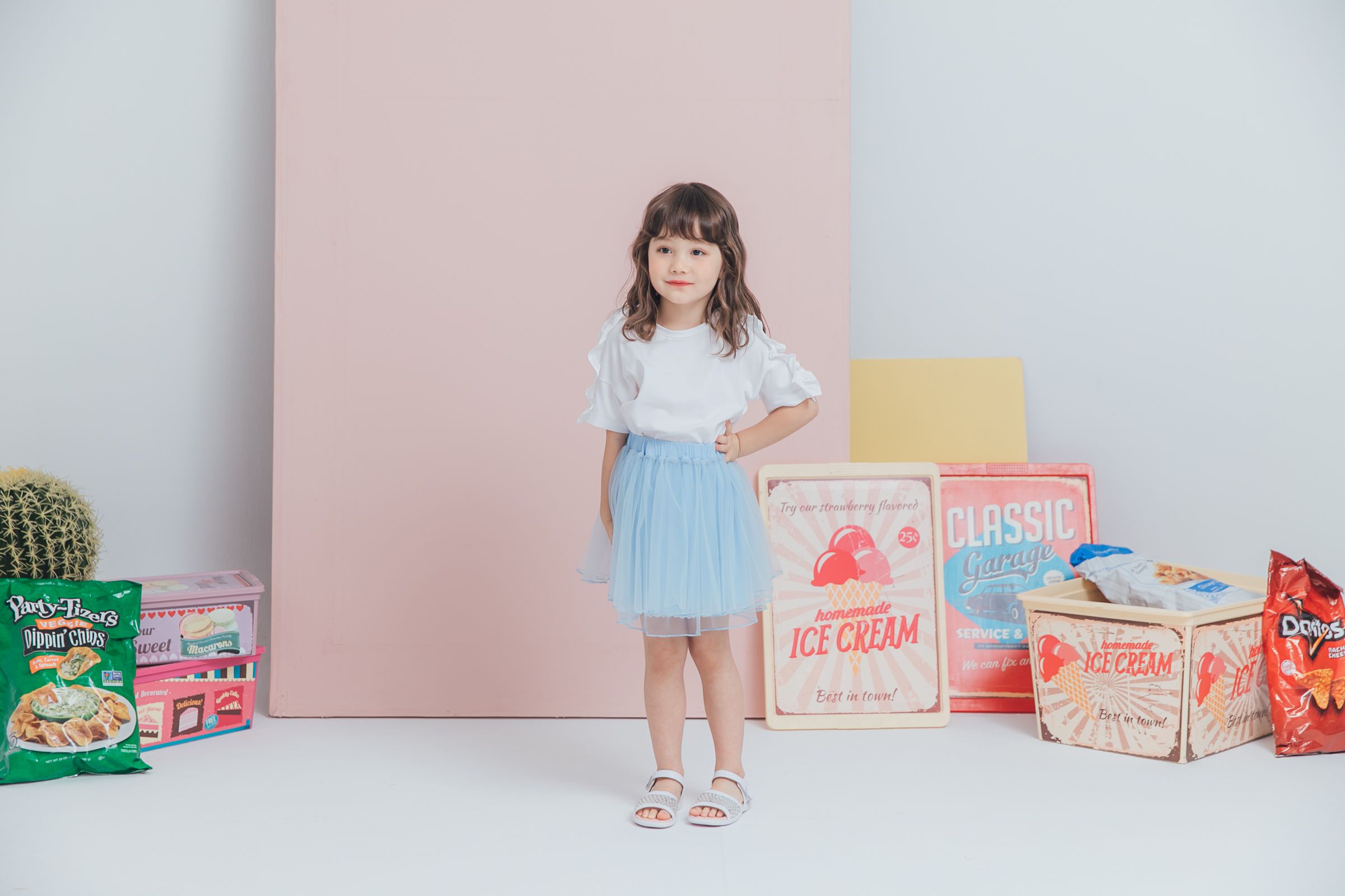 Peachy - 北鼻款*獨家訂製綿柔空氣紗裙-短裙款-Elsa冰藍