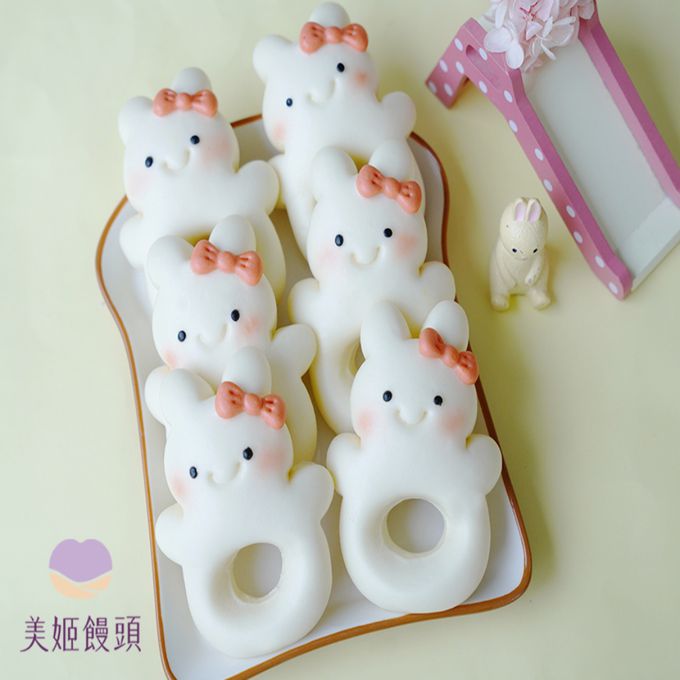 美姬饅頭 - 兔兔甜甜圈鮮乳造型饅頭-40g/顆*6入裝