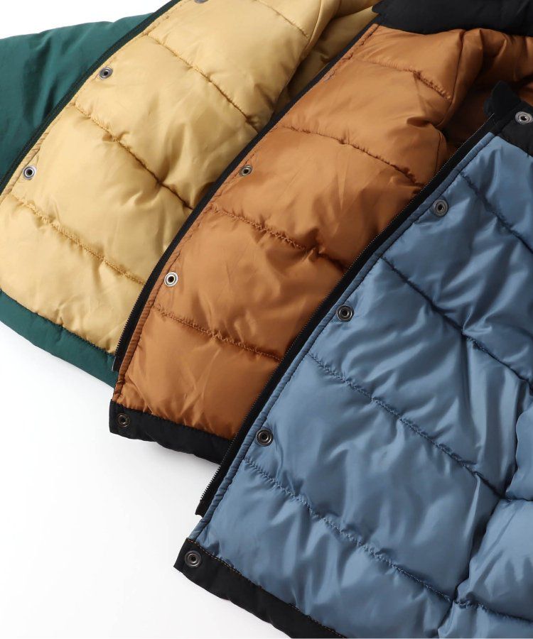 日本 BREEZE - 鋪棉保暖連帽外套-異色拼接-綠x藍