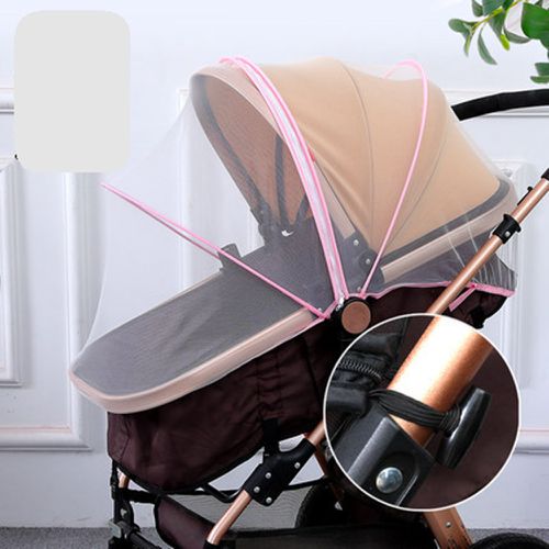 Vanibaby - 通用全罩式嬰兒車蚊帳（加大加密＋支架＋雙向拉鍊）-粉色