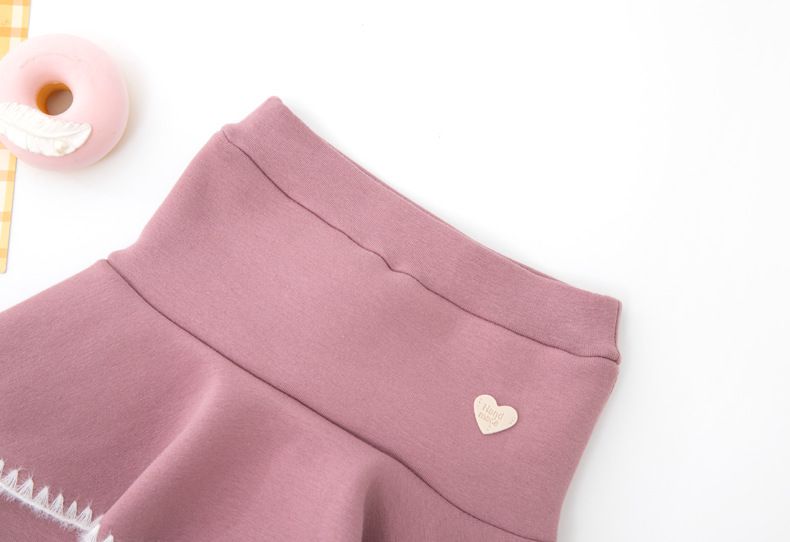 FANMOU - 加絨加厚保暖內搭褲裙-小小愛心-黑色