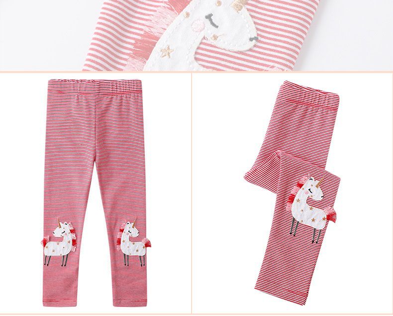 Jumping meters - 休閒腰鬆緊內搭褲-夢幻獨角獸-紅色