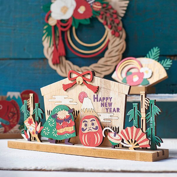 日本代購 - 木製日本新年擺飾/掛飾-注連繩 (W22.5×H22×D1.3cm)