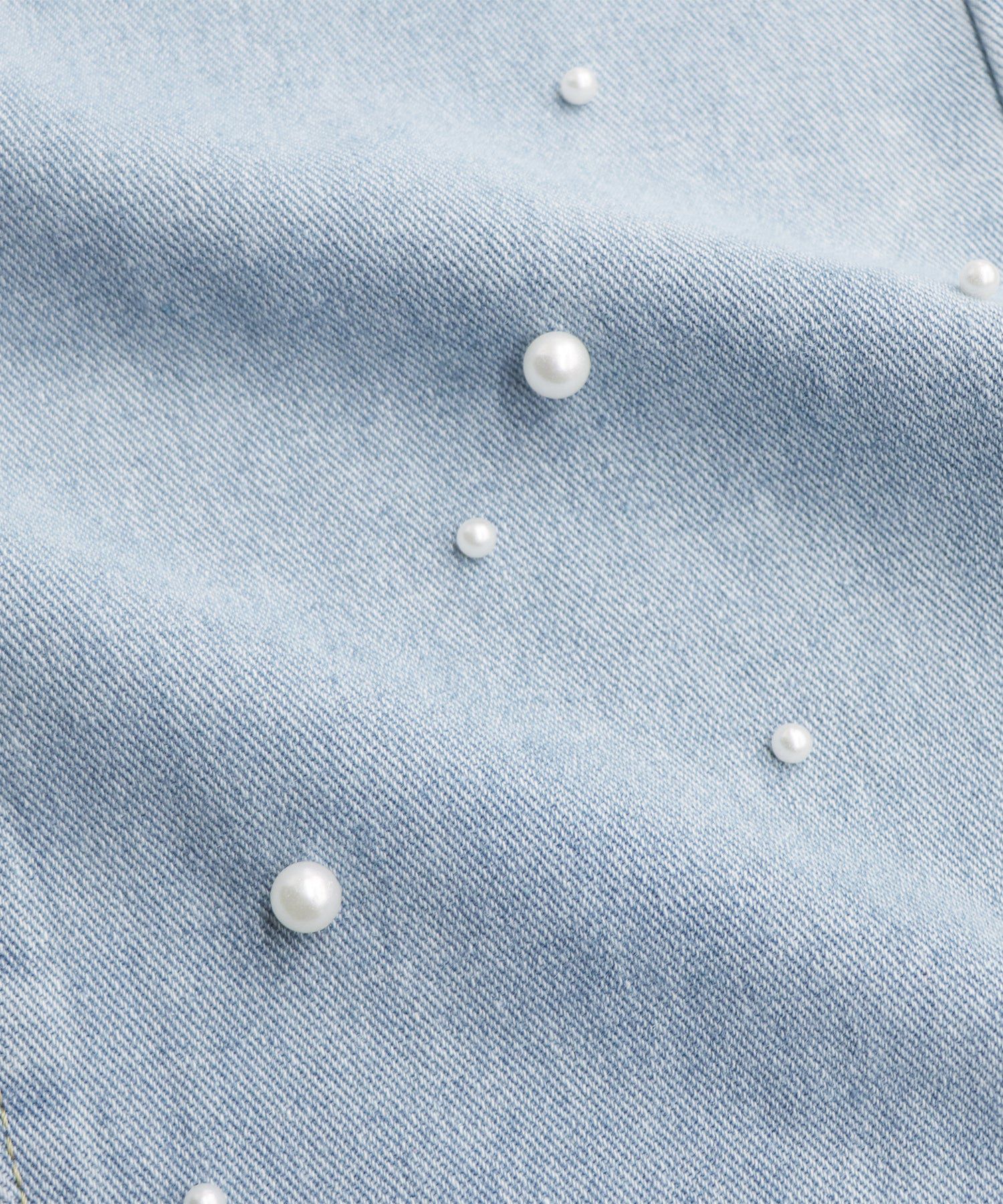 日本 BLUE EAST - 熱銷款 時尚珍珠點綴牛仔褲-A款-靛藍