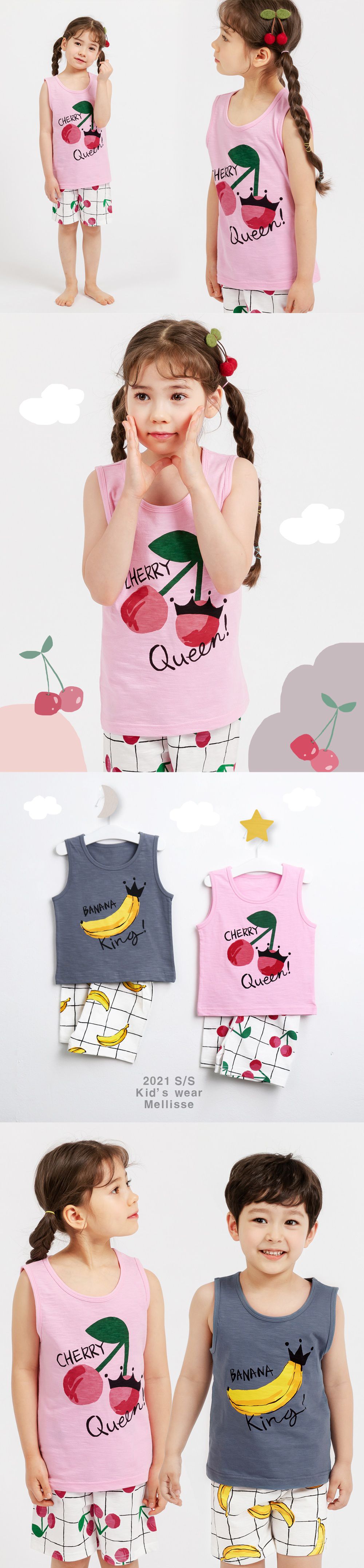 韓國 Mellisse - 韓製極致細柔無袖家居服(無螢光棉)-櫻桃王國的女王