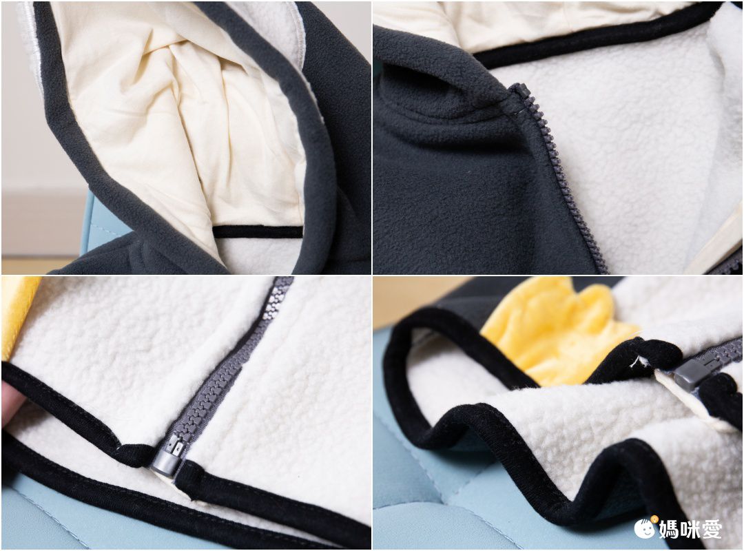 搖粒絨連帽外套-小企鵝-灰色