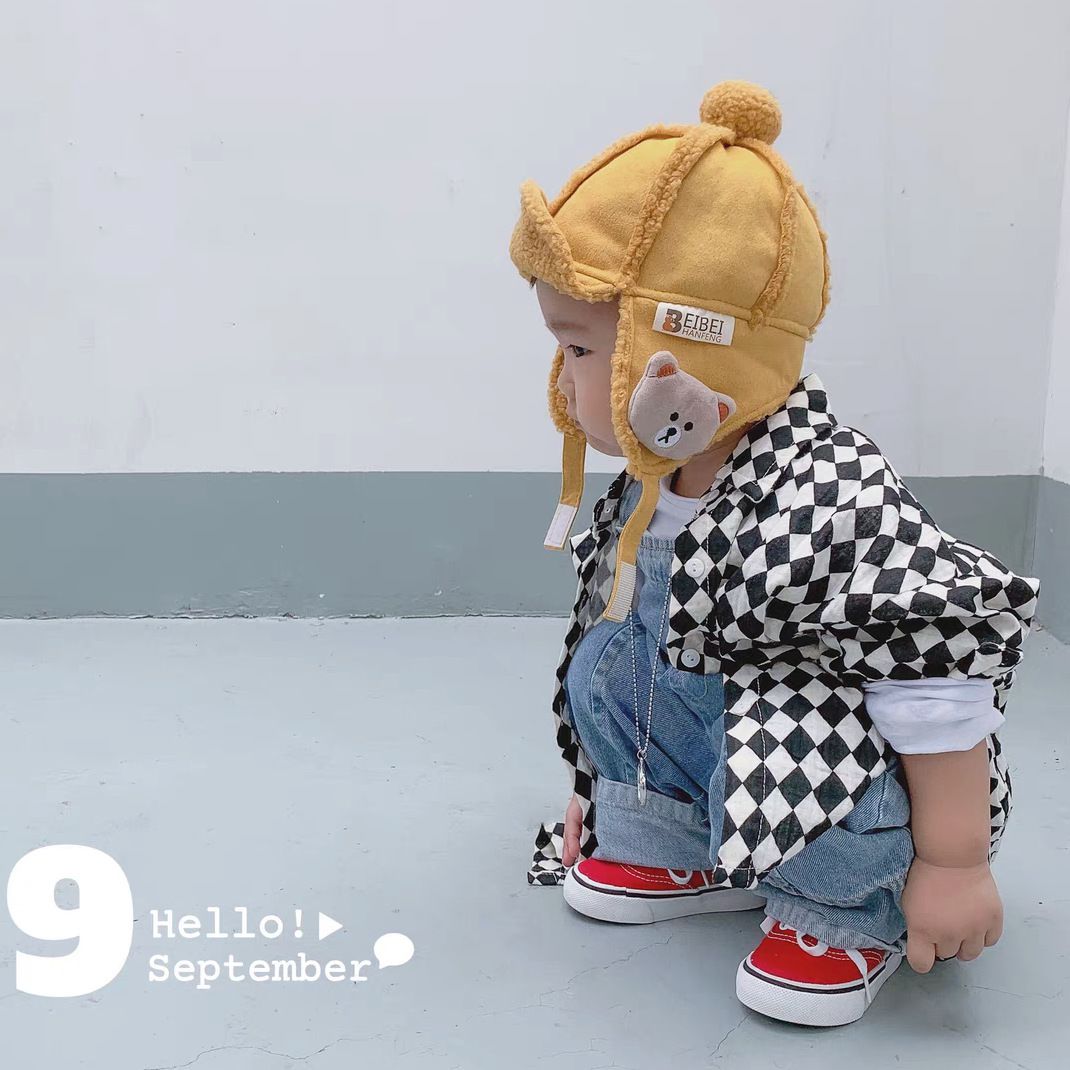 超萌麂皮絨毛毛帽-灰色 (48-52CM(建議2歲-4歲))