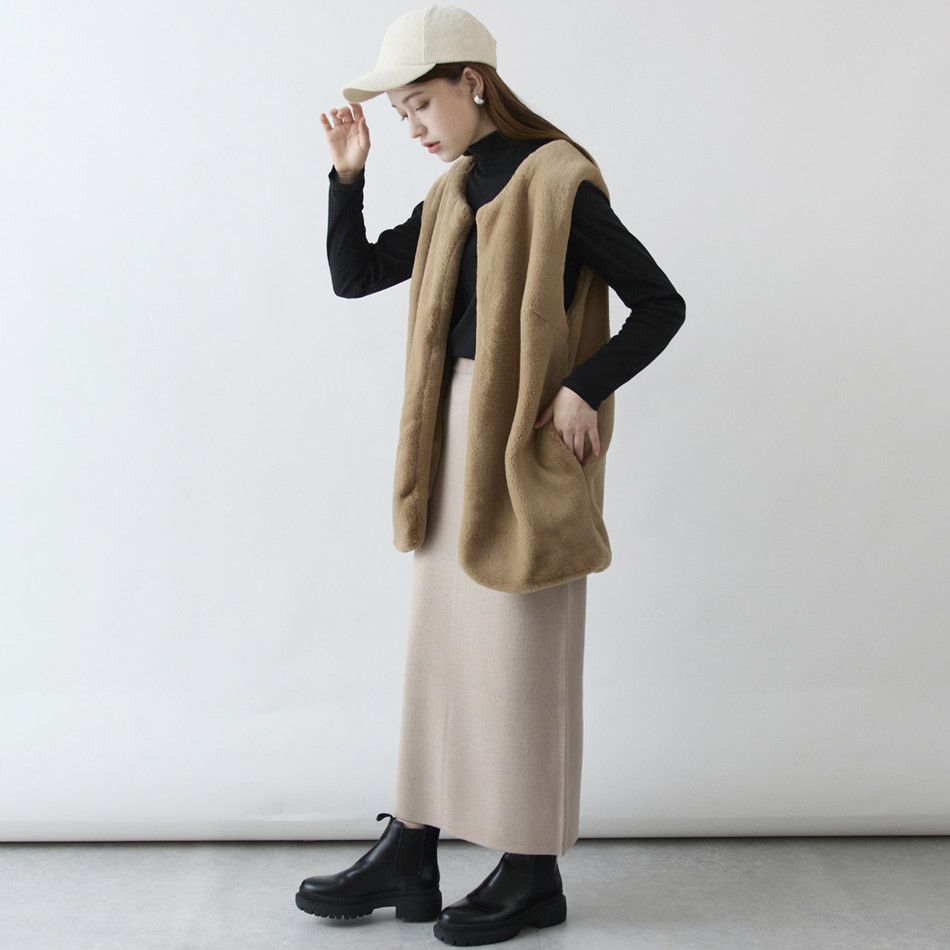 日本 Rejoule - 柔軟彈性立領長袖上衣/打底衫-米白