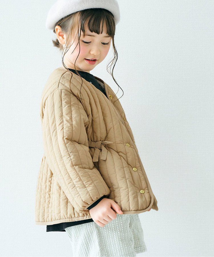 日本 apres les cours - 絎縫束腰氣質金釦雙面穿外套-花朵x淺卡其