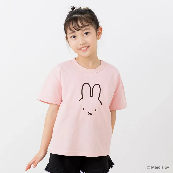 日本 Chil2 - 純棉 米飛兔限定短袖上衣-線條兔兔-白