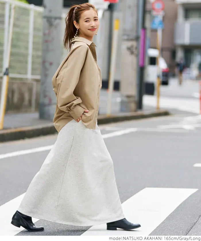 日本 COCA - 抗靜電/起球 裏起毛素面口袋長裙-黑