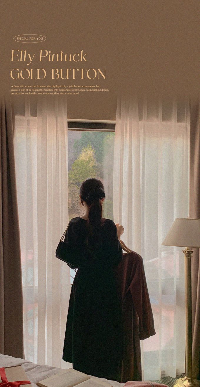 韓國女裝代購 - 霧面質感金釦點綴修飾連身洋裝-乾燥玫瑰粉 (FREE)