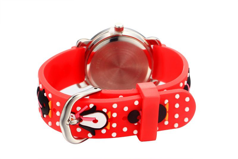 3D立體卡通兒童手錶-經典小圓錶-紅色企鵝