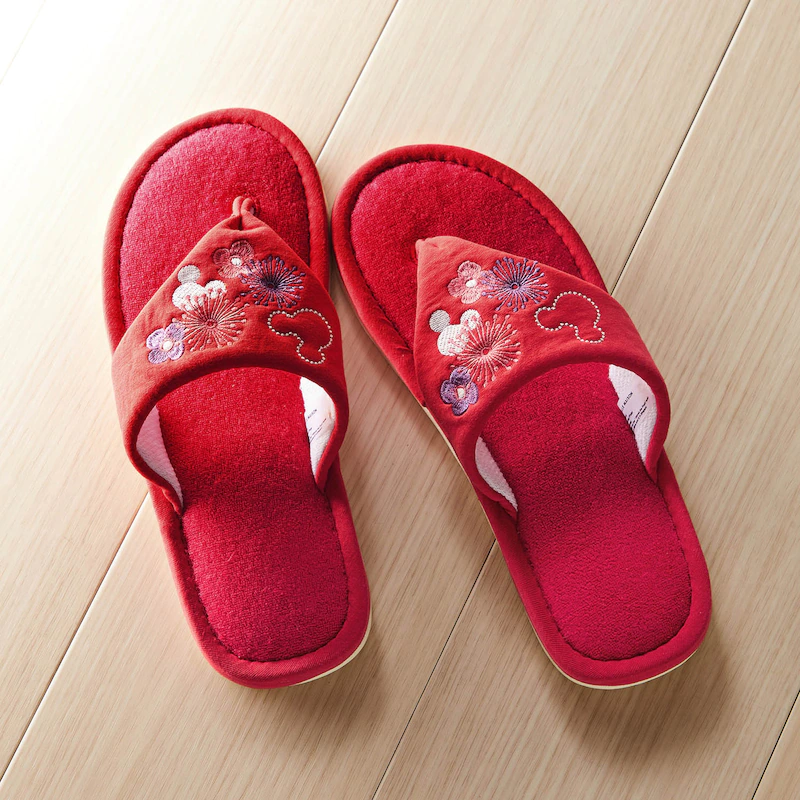 日本千趣會 - 迪士尼 刺繡夾腳室內拖鞋-雪花結晶-米 (23-25cm)